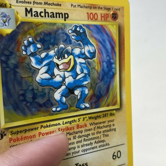 Pokemon MACHAMP 1st Edition Holo Rare 8/102 Base - Picture 9 of 13